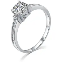 MOISS Elegant silver Anello con clear zircons R00006 - Circonferenza: 51 mm