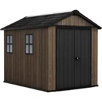 Keter Capannone Apex 759, compatto e resistente alle intemperie, in materiale EVOTECH, con doppia porta, noce, dimensioni: 230 x 287 x 246 cm
