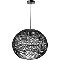 VIVANNO Lampada a sospensione SELENE in bambù nero 50x45 cm ##