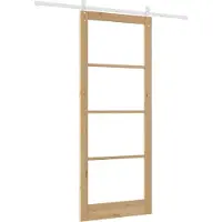 vidaXL Porta scorrevole , 93 x 232 cm, legno massello di pino e vetro, finitura naturale