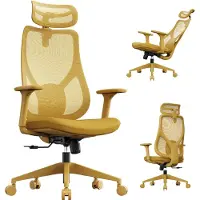 Sense7 Moyo Sedia da ufficio ergonomica Sedia da scrivania Gialla Braccioli 3D Schienale in rete Supporto lombare Sedia direzionale Sedia per home office e PC 150 kg