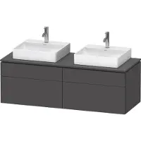 Duravit L-Cube Meuble sous-lavabo en console suspendu, avec plan de toilette en console, 4 tiroirs, pour deux vasques, 1420x482x550mm, LC4872B49490000, LC4872B49490000