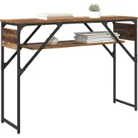 vidaXL Tavolino consolle , legno massello riciclato, pannello di legno, 105x30x75 cm