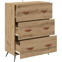 vidaXL Comodino con 3 cassetti, effetto legno artigianale, 69,5 x 34 x 90 cm