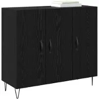 Syfax Credenza Rovere Nero 90 x 32,5 x 80 cm Legno multistrato
