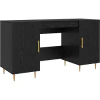 vidaXL Scrivania nera con finitura effetto legno noce, realizzata in materiale composito
