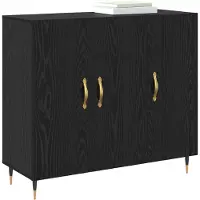 Syfax Credenza Rovere Nero 90 x 34 x 80 cm Legno multistrato