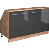 Vicco Mobile cucina sottotetto R-Line Antracite lucido 140 cm Set di 2 carcasse armadio profondità 60 cm, Model 59946