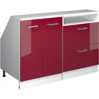 Vicco Mobile cucina sottotetto R-Line Rosso lucido 120 cm Set di 2 carcasse armadio profondità 60 cm, Model 60371