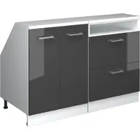 Vicco Mobile cucina sottotetto R-Line Antracite lucido 120 cm Set di 2 carcasse armadio profondità 60 cm, Model 60017