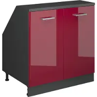 Vicco Mobile cucina sottotetto R-Line Rosso lucido 80 cm con 2 porte, corpio 60 cm profondità, Model 60392