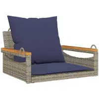 vidaXL Sedia a dondolo sospesa con cuscini Grigio 63x62x40 cm in rattan sintetico