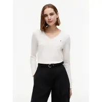 Tommy Hilfiger Cotton Jersey Fine V-neck Ivory Petal Taglia: XL | Maglioni a maglia Outlet | Donna | Bianco