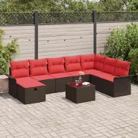 Prolenta Maison Exclusive - Set di divani da giardino, 9 pezzi, in rattan sintetico