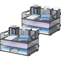 OEM Organizer da scrivania con maniglia e 3 portamonete, organizer da scrivania per documenti/portadocumenti da scrivania, portadocumenti per ufficio, 2 set