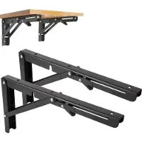 Markenlos Gambe da tavolo triangolari in metallo nero per tavoli da bar - Montaggio a parete - Salvaspazio - Gambe fai-da-te - Portata max. 75 kg - Set da 2 - 40 cm