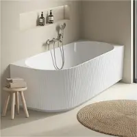 MOB-IN Vasca da bagno semi-isola in acrilico bianco con coste 170cm - Angolo retto STRIA