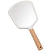 OEM Specchio da trucco in finto legno color riso, pratico e portatile con supporto (a cascata)