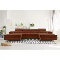 AX Living Divano a U con funzione letto Arborio U 352 cm in rosso mattone