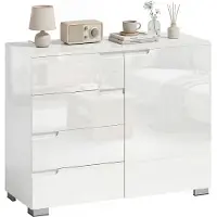 HOMCOM Comò a 4 cassetti, credenza con 1 anta e ripiano regolabile