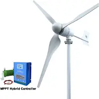 StarTech.com Turbina eolica da 8000W - Generatore eolico orizzontale - Sistema a 24V - Regolatore di carica ibrido - Avviamento a 2 m/s (bassa velocità del vento) - 3 pale - Bianco