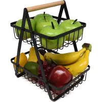 OEM Set frigorifero con due cassetti a doppia profondità - Cestini portafrutta in acciaio inossidabile nero - Ripiano da cucina salvaspazio - Portaverdure a rete aperto - Cestino portafrutta