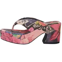 Desigual , sandalo con plateau stampato, Donna, Cotone, Rosso, 38