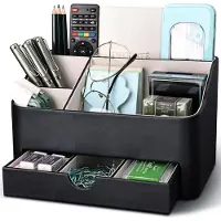 OEM Allecto Premium - Organizzatore da ufficio con 5 scomparti e cassetti per l'organizzazione dell'ufficio a casa e in ufficio - Sistema di archiviazione multifunzionale - Nero