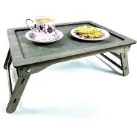OEM Tavolino da laptop leggero in grafite con gambe ripiegabili, 44,5 x 32 x 29 cm, superficie naturale ed ecologica.