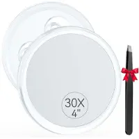OEM Specchio da trucco rotondo con ingrandimento 30x, 10 cm, 3 ventose, con estrattore di punti neri