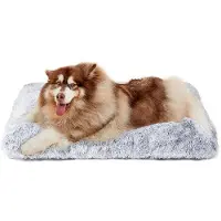 OEM Cuccia per cani XXL morbida, cuscino lavabile, tappetino antiscivolo con pelo lungo, grigio, 120x90 cm