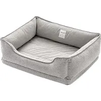 OEM Cuccia ortopedica per cani, sfoderabile, lavabile, in lana, resistente al freddo, resistente ai graffi, antiscivolo, adatta a cani di taglia grande, media e piccola, L, grigio