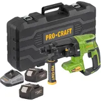 Procraft Martello perforatore a batteria PHA40bb-c 20 V 2,6 J SDS plus Brushless + 2 batterie da 4,0 Ah + caricabatterie + valigetta