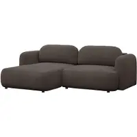 Selsey Tvoya – Divano ad angolo con funzione letto, pouf a sinistra, bouclé marrone