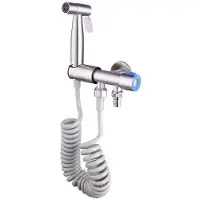 OEM Testina di risciacquo manuale per bagno con rubinetteria per doccia - Set da 4 pezzi per WC - Bidet con ugello ad alta pressione e rubinetto - Dispositivo di sollevamento per sedile.