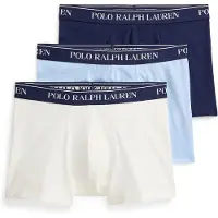 Ralph Lauren per uomo. 714830299212 Set 3 boxer di cotone elasticizzato bianco, blu, blu navy (S), Homewear