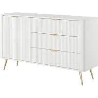 3Xeliving Comodino: 3 cassetti, 1 anta, bianco, 138 cm, dimensioni 2 x 38 x 81 cm