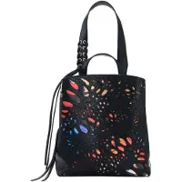 Desigual , zaino mini con farfalla, Donna, Poliuretano, Nero, U