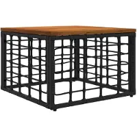 vidaXL Tavolo da giardino nero e naturale 55 x 55 x 37 cm