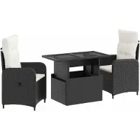 Syfax Set da pranzo per esterni 3 pz Nero e Bianco Crema