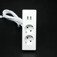 OEM Presa multipla da ufficio con 2 prese di corrente, 2 porte USB e cavo da 1,5 metri – per scrivanie e tavoli da riunione (bianca).