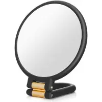 OEM Specchio da trucco con ingrandimento 10x - Specchio rotondo con ingrandimento - Specchio da tasca - Per un trucco e una cura della pelle precisi e dettagliati - Nero - Doppio - Ingrandimento 10x