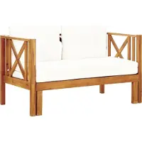 The Living Store Panca da giardino a 2 posti con cuscini 122 cm in legno massiccio di acacia