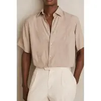 Reiss Ss Floral Jacquard Shirt Oatmeal Taglia: XL | Camicie Casual Outlet | Uomo