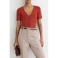 Reiss Scallop Edge Top Rust Red Taglia: XS | Camicie Outlet | Donna | Marrone