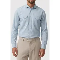 Reiss Oe Hugo-textured Overshir Light Blue Taglia: XS | Camicie Casual Outlet | Uomo | Blu