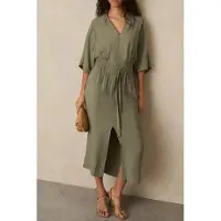 Reiss Sleeved Shirt Dress Khaki Taglia: 4 | Abiti in T-Shirt Outlet | Donna | Marrone