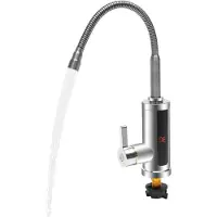 OEM Rubinetto elettrico con design a zampe, uscita acqua calda, rotazione a 360 gradi — altezza fino a 48 cm — colore argento.