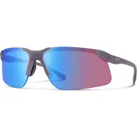 Smith - Occhiali da sole - Cipher Matte Meteorite Crystal ChromaPop Low Light Rose Blue Mirror in Pelle - Bordeaux