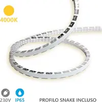 Alcapower Striscia LED Snake Flex 20m 230V 12W/m 4000K IP65 Luce Naturale Professionale in Silicone per Installazioni da Esterno ed Interno